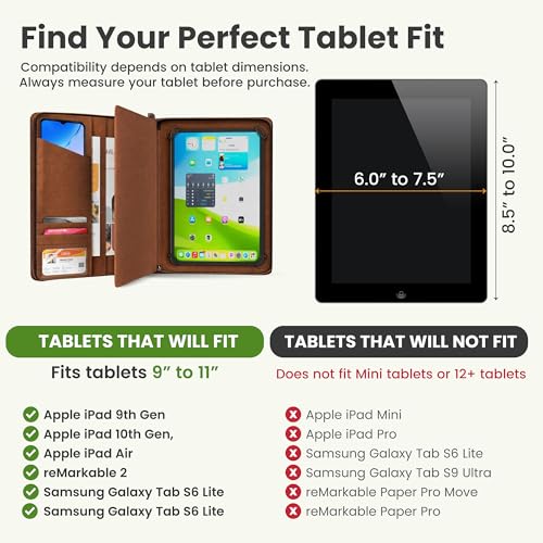 KHOMO Universal Padfolio Case – Tablet Portfolio Organizer with Notepad Holder – Compatible with iPad 10th/11th Gen, iPad Pro 11, iPad 7/8/9 (10.2", 10.9", 9.7") - Image 4