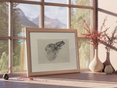 Kizbok Neutral Wall Art Decor, Vintage Rabbit Canvas Painting, Farmhouse Decor Bunny Sketch Drawing for Nursery Wall Decor, Antique Rabbit Gallery Wall Art for Bedroom Bathroom Home(8" x 10"-UNFRAMED) - Image 5