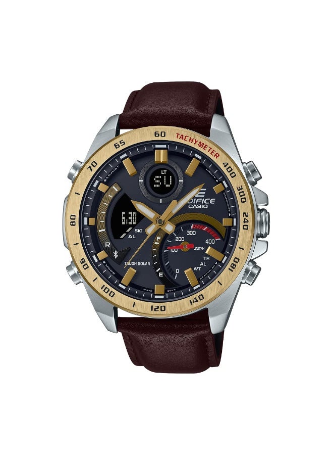 كاسيو ساعة كاسيو إيديفيس للرجال - ECB-900GL-1ADR، مينا سوداء، سوار بني - Image 1