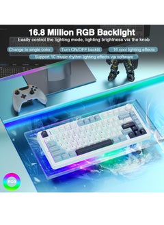 SYOSI Wireless Mechanical Keyboard, F75 75% Gasket Hot Swappable Custom Keyboard, RGB Tri-Mode Connection Gasket Gaming Keyboard, with Knob, 2.4GHz/Type-C/Bluetooth Mechanical Keyboard  - Image 2