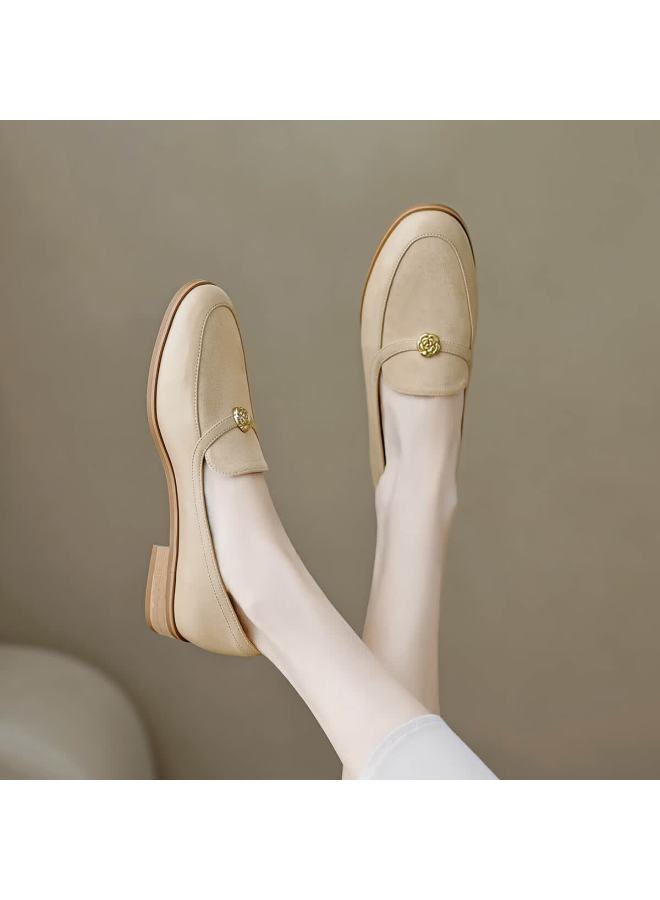 Dme Fashion Simple Elegant Vintage Patchwork Rose Deep Mouth Loafers Women Flats - Image 4