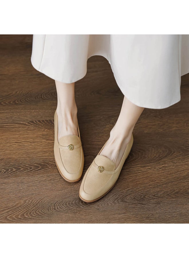 Dme Fashion Simple Elegant Vintage Patchwork Rose Deep Mouth Loafers Women Flats - Image 2