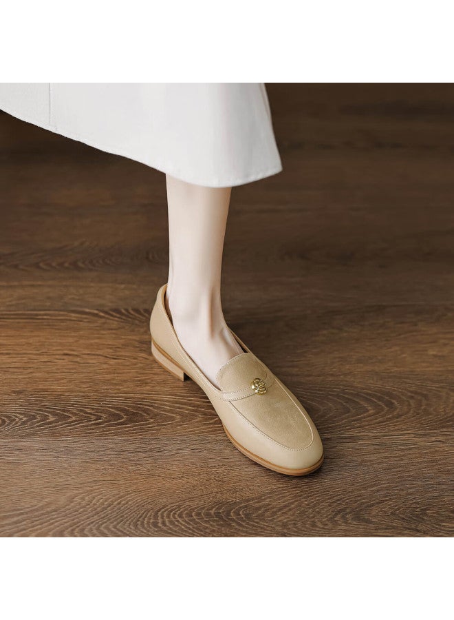 Dme Fashion Simple Elegant Vintage Patchwork Rose Deep Mouth Loafers Women Flats - Image 3