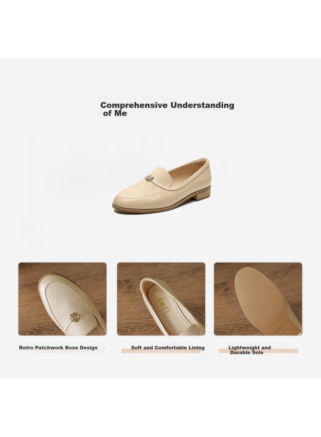 Dme Fashion Simple Elegant Vintage Patchwork Rose Deep Mouth Loafers Women Flats - Image 5
