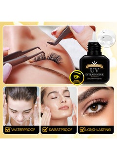 ARISON LASHES Eyelash Extension Set,UV Eyelash Adhesive Set 1 sec. Dry & Waterproof Until Eyelash Falls Off, with Adhesive Ring, For Professional Use Only Must Have UV Lamp (5ml, Transparent)  - Image 2