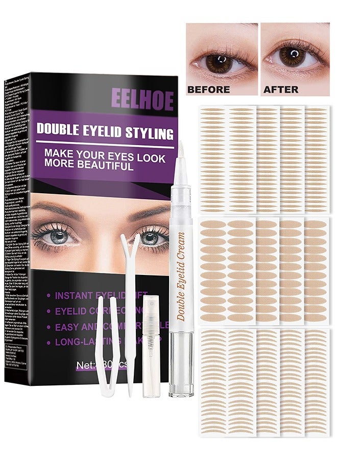 إيلهو شريط الجفن للعيون المقنعين غير مرئية - شرائط رفع الجفن 480 قطعة - شرائط جفن مزدوجة مقاومة للماء - شد الجفن الفوري للجفون الثقيلة ، غير المستوية ، المقنعين ، أحادية الجفون ، مع قضبان شوكة وملاقط - Image 1