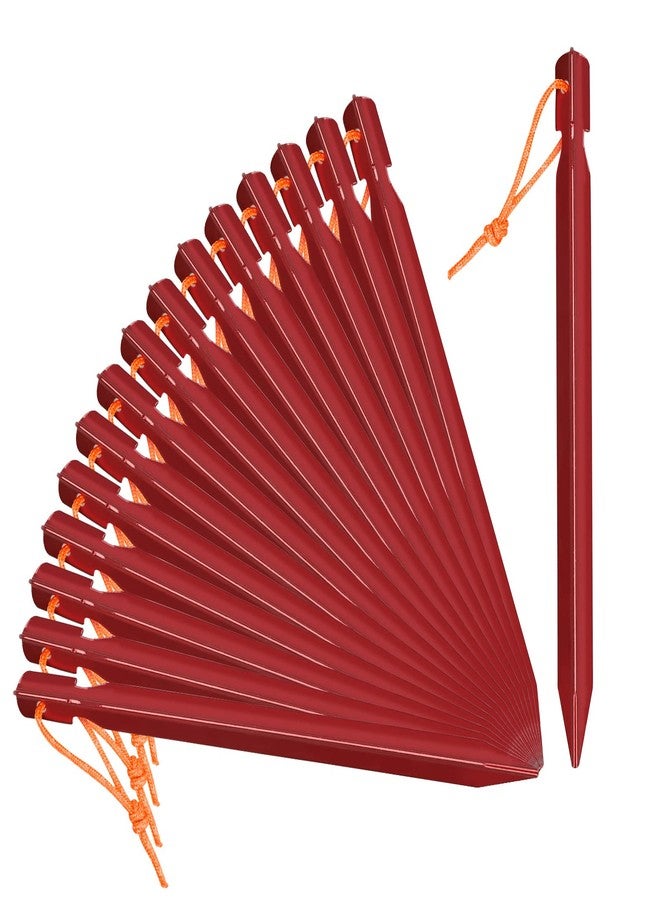 Grassman Aluminium Tent Stakes Heavy Duty Outdoor Ground Peg Lightweight Durable and Safe Metal Camping Pegs Set of 16PCS Red - Image 1