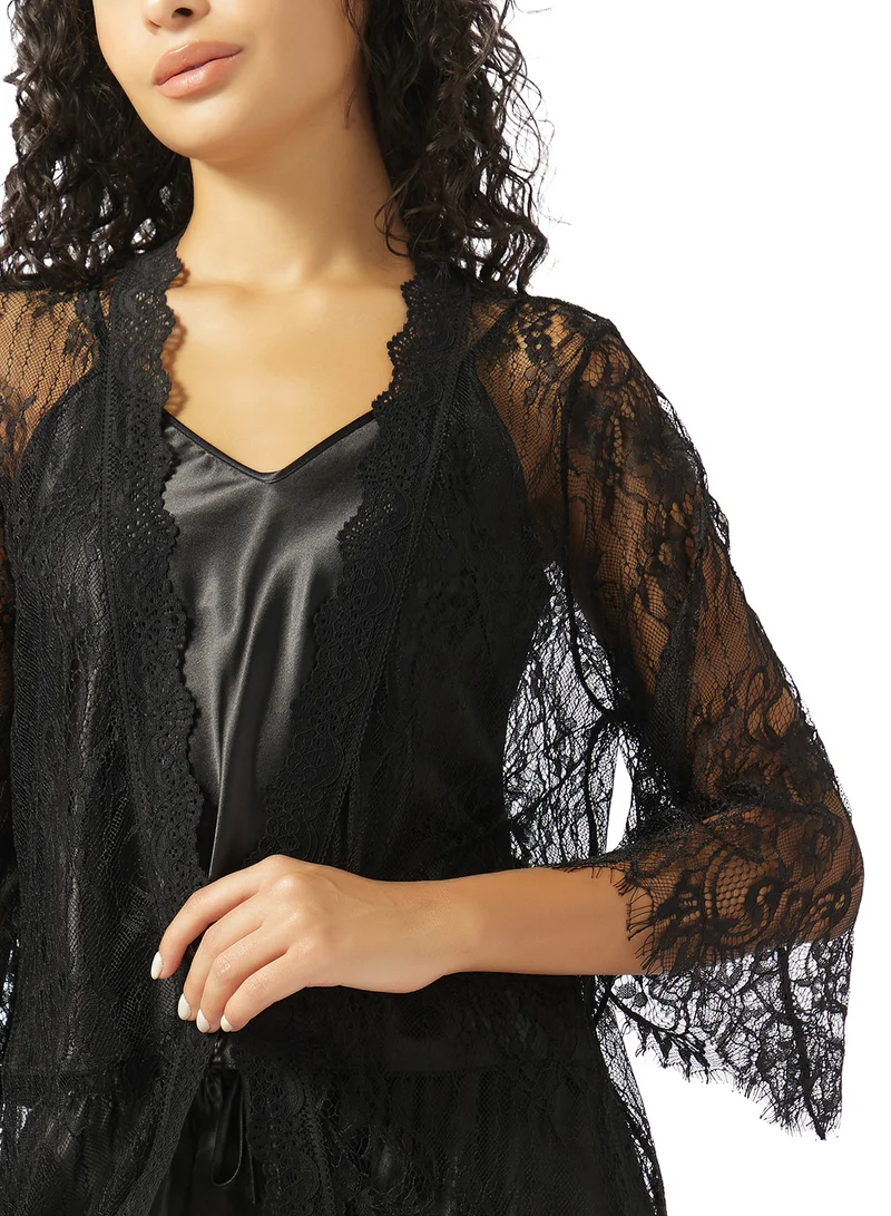 Ginger LaceSheer Tie Up Robe