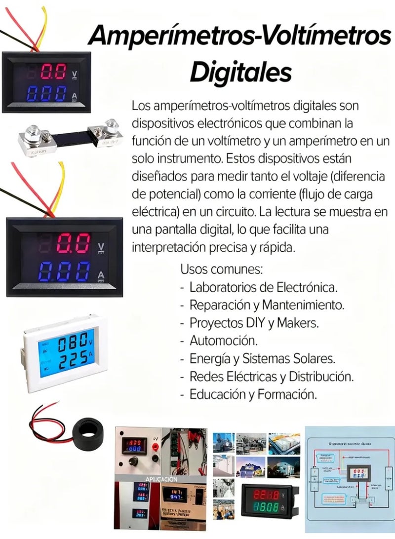 2 وحدات من جهاز قياس الجهد الرقمي 0-100V نطاق الجهد 10A نطاق الحالي - Image 4