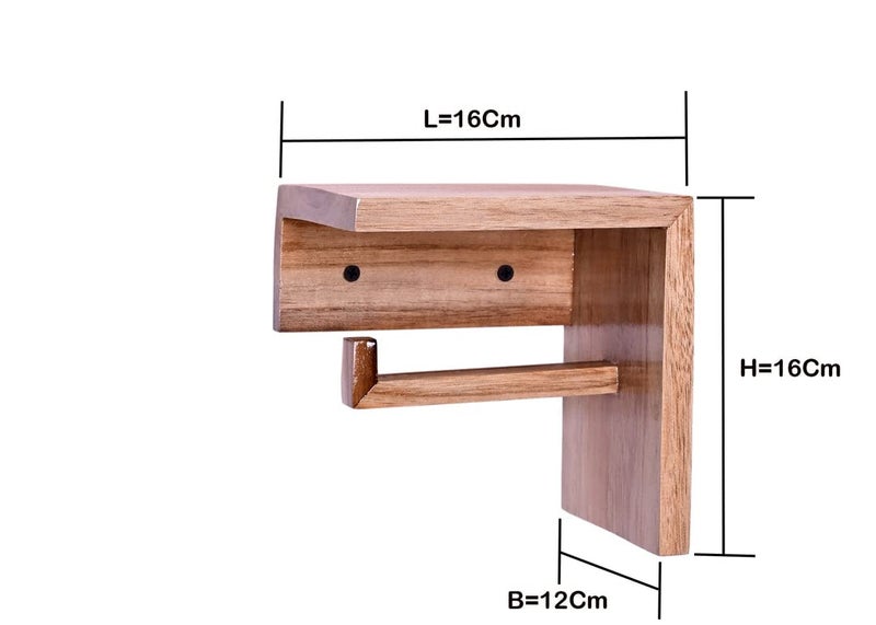 IThree Wooden Toilet Paper Holder in | Bathroom Toilet Paper roll Holder 1 Toilet Paper roll Hanger Wooden Brown Wall Toilet Roll Holder Rustic Solid Wood Tissue Holder - Image 3