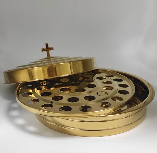 SruiSwei Communion Holy Wine Serving Cup Tray with Cover, Stainless Steel Brass Color Communion Tray Set with 160pcs Disposable Cups for Churches Supplies - Image 4