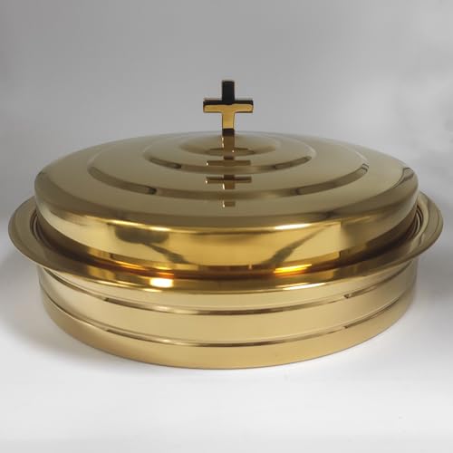 SruiSwei Communion Holy Wine Serving Cup Tray with Cover, Stainless Steel Brass Color Communion Tray Set with 160pcs Disposable Cups for Churches Supplies - Image 2