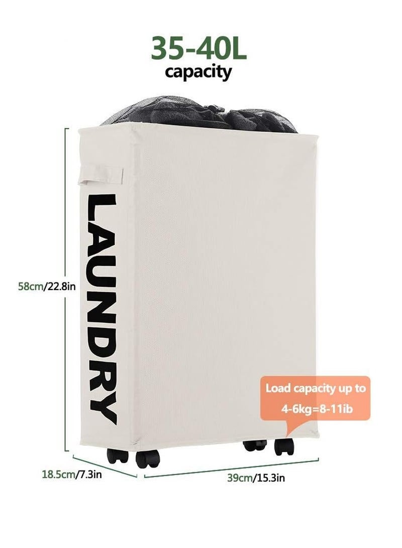 Laundry Basket on Wheels - white - Image 3