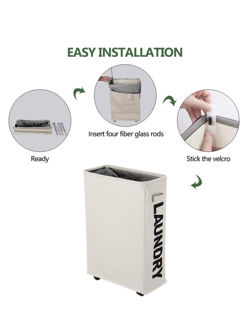 Laundry Basket on Wheels - white - Image 4