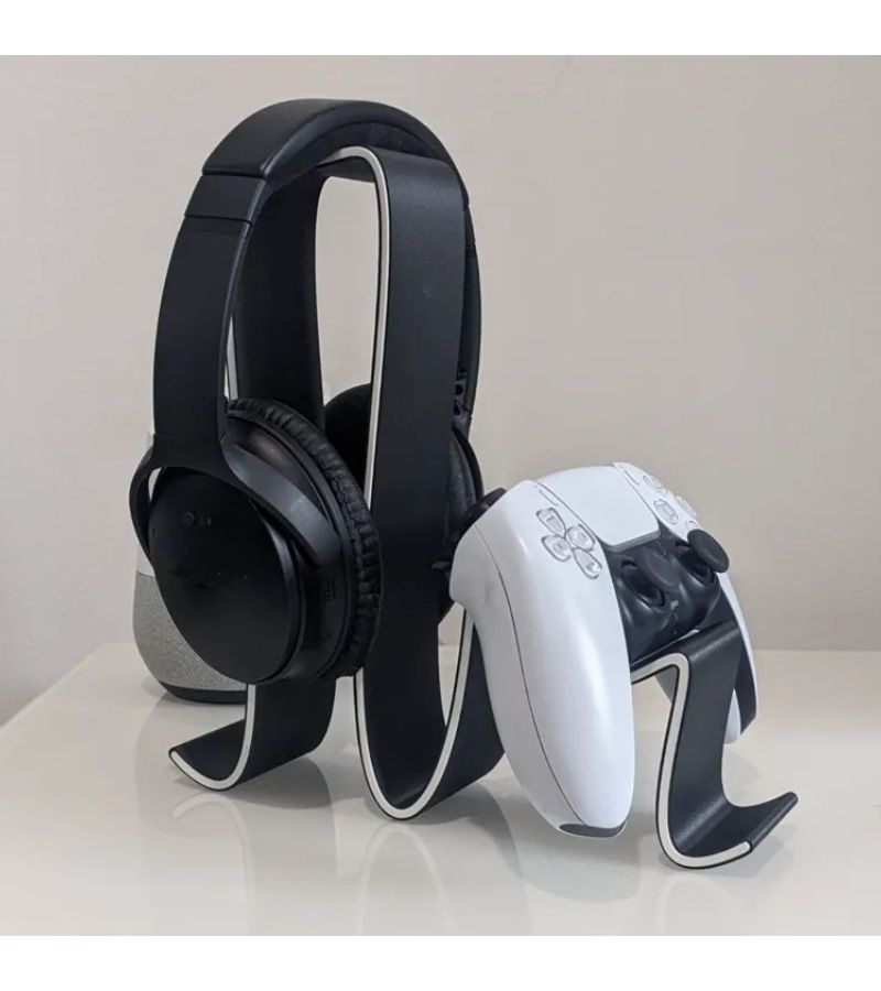Universal Wave Line Controller Headphone Stand and Tabletop Game Accessory Storage Black - Image 4