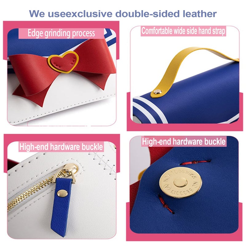 POPSEWING Leather Anime Messenger Bag Making Kit, Anime Sailor Cosplay Bowknot Shoulder Bag DIY Kit, Kawaii Purse & Handbag for Girl, Accessories Bag Making Kits for Women(Semi-Finished) - Image 4