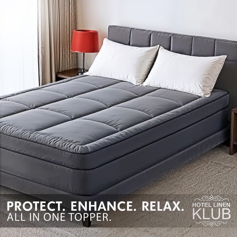 Hotel Linen Klub Mattress Topper – Extra-Thick 9Cm/800 Gsm Microfiber Pillow Top, Fitted Style, 200 X 200Cm, Silver – Plush Cushioning For Back Pain Relief, Deep Pocket 25–30Cm With All-Around Elastic, Soft & Durable - Image 2