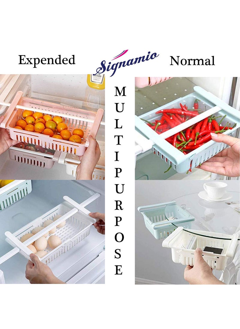 plenzo Expandable Fridge Storage Basket Under Shelf Organiser Rack Space Saver Refrigerator Sliding Drawers set of 4