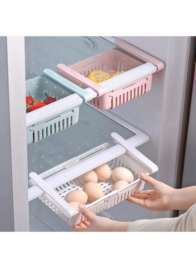 plenzo Expandable Fridge Storage Basket Under Shelf Organiser Rack Space Saver Refrigerator Sliding Drawers set of 4