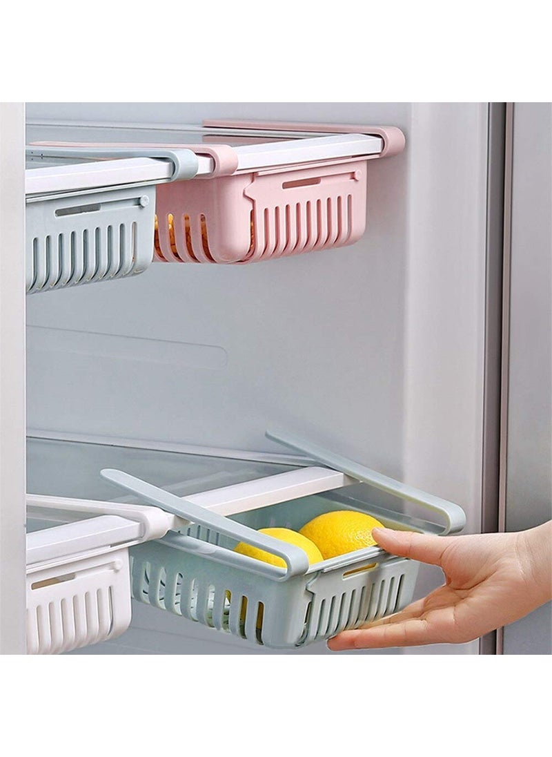 plenzo Expandable Fridge Storage Basket Under Shelf Organiser Rack Space Saver Refrigerator Sliding Drawers set of 4