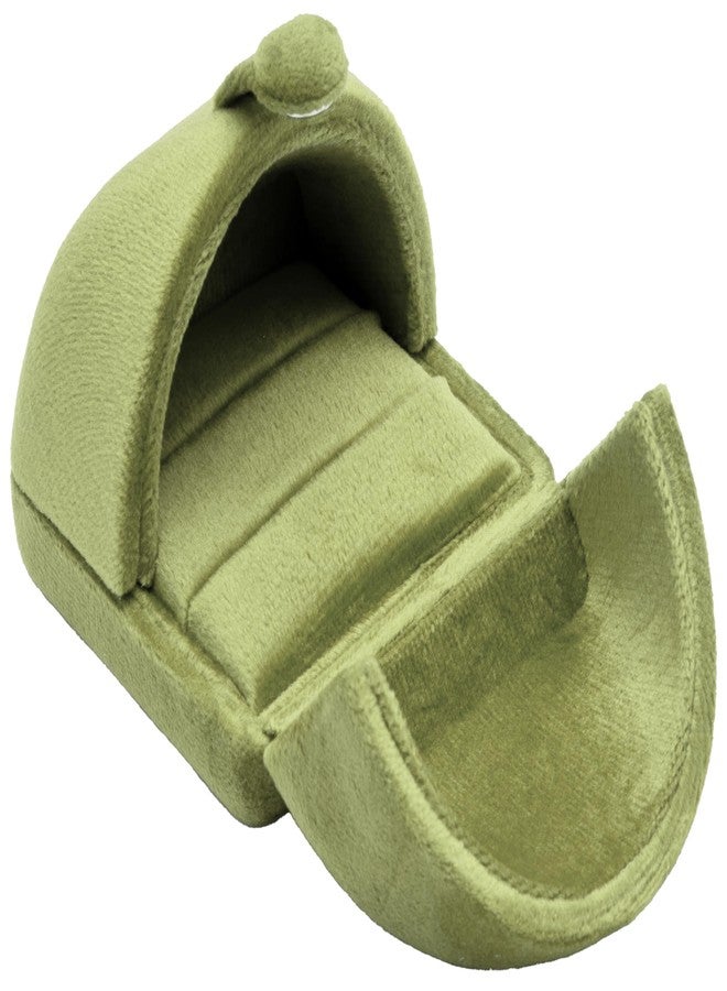Giftop Velvet Ring Box 2 Slots Wedding Ring Display Holder Box Jewelry Ring Gift Case for Wedding Ceremony Proposal Engagement (Olive Green) - Image 4