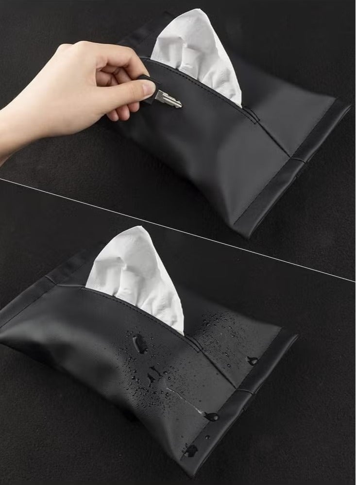 Generic Car Tissue Holder for Tesla Model 3 Accessories Model Y X S Center Console Napkin Holders Leather Tissue Box for Visor Screen Backseat Dashboard Armrest Box  - Image 5
