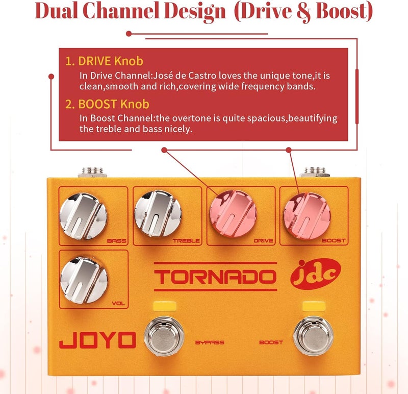 JOYO Overdrive Effect Pedal Dual Channel with Independent Footswitch for Electric Guitar - JDC Signature (TORNADO R-21) - Image 2