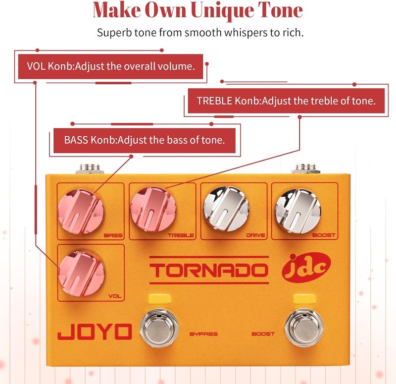 JOYO Overdrive Effect Pedal Dual Channel with Independent Footswitch for Electric Guitar - JDC Signature (TORNADO R-21) - Image 3