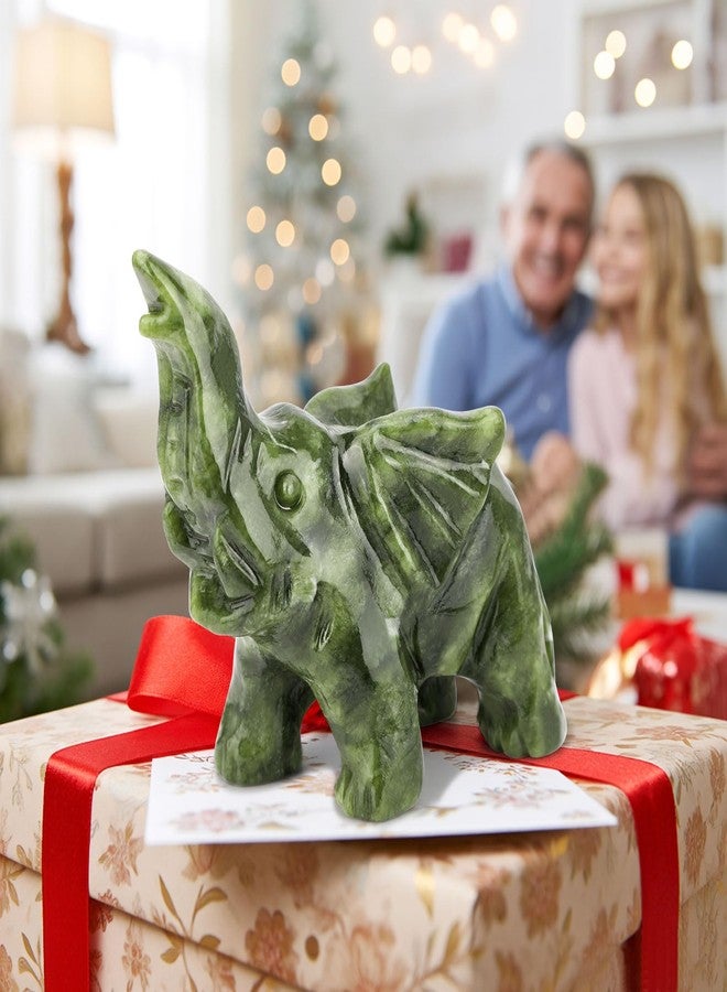 gemshan Jade Elephant Desk Statue - Feng Shui Figurine Bring Wealth Lucky for Office Decor Gift - Image 5