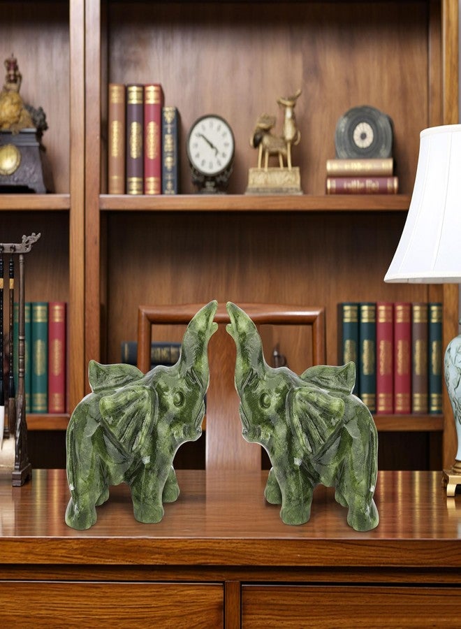 gemshan Jade Elephant Desk Statue - Feng Shui Figurine Bring Wealth Lucky for Office Decor Gift - Image 3