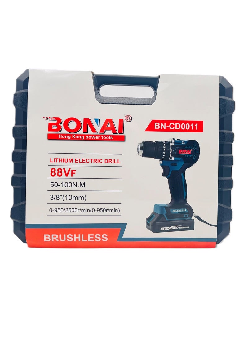 BONAI Electric Drill Tool Kit: Drill, Screwdriver, Hammer for Concrete, Metal, Wood, and Furniture Assembly, 88Vf  - Image 2