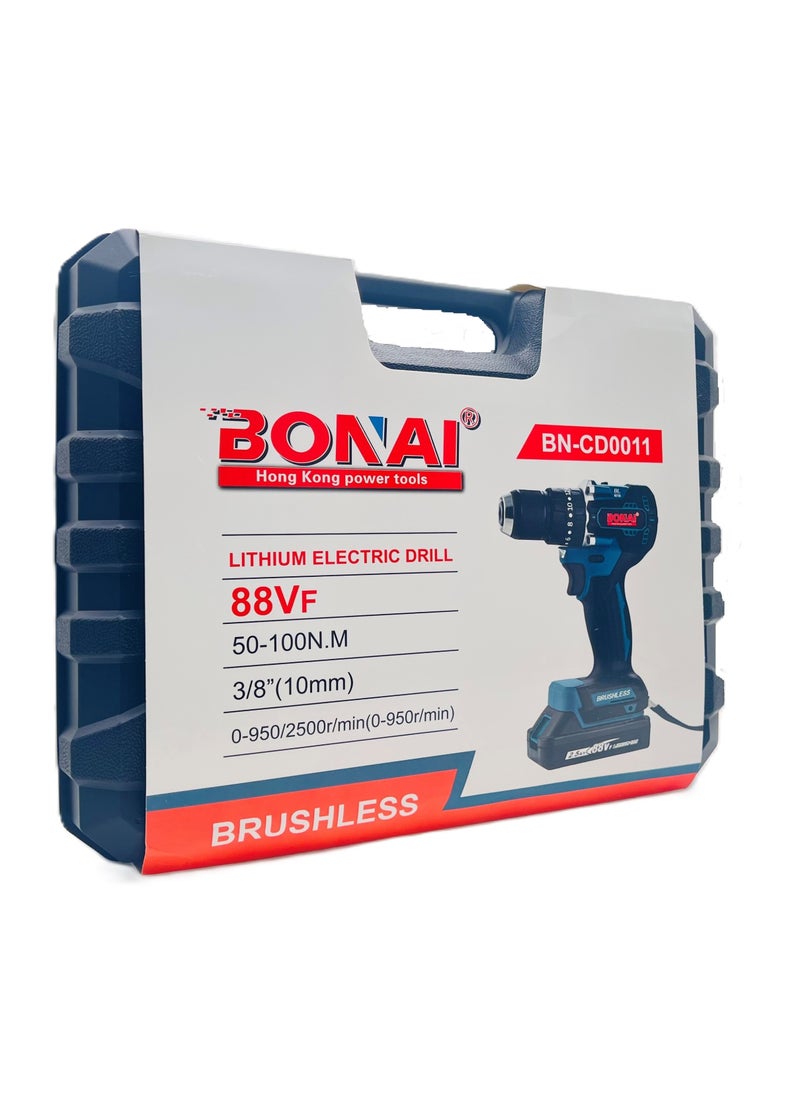 BONAI Electric Drill Tool Kit: Drill, Screwdriver, Hammer for Concrete, Metal, Wood, and Furniture Assembly, 88Vf  - Image 3