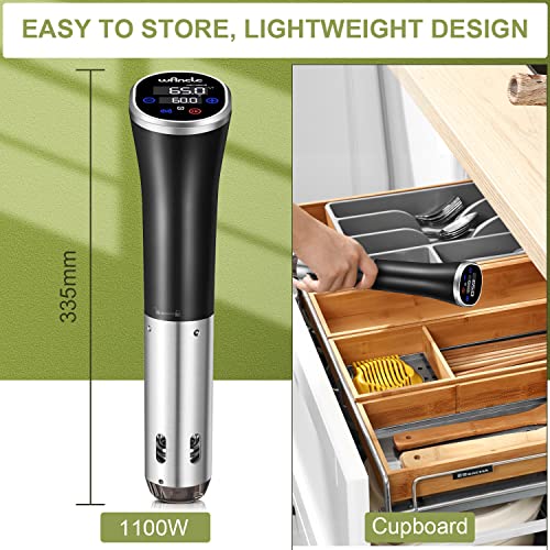 wancle Sous Vide, Wancle Sous Vide Cooker 1100W IPX7 Waterproof Thermal Immersion Circulator With Reservation Function, Easy to store - Image 4