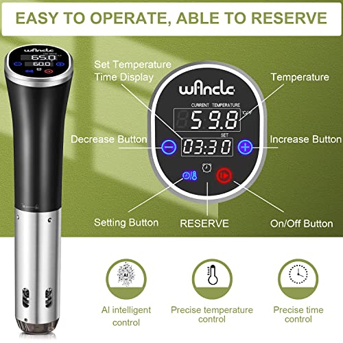 wancle Sous Vide, Wancle Sous Vide Cooker 1100W IPX7 Waterproof Thermal Immersion Circulator With Reservation Function, Easy to store - Image 5