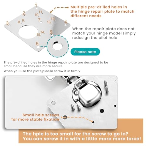 Serplex® 8Pcs Cabinet Hinges Repair Plate, Stainless Steel Hinge Repair Brackets Kit, Kitchen Cupboard Door Hinge Repair Plate Kit for Cabinets Fixing Screws, Protect Wooden Kitchen Cabinet Door - Image 4