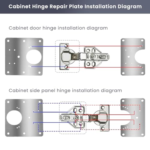 Serplex® 8Pcs Cabinet Hinges Repair Plate, Stainless Steel Hinge Repair Brackets Kit, Kitchen Cupboard Door Hinge Repair Plate Kit for Cabinets Fixing Screws, Protect Wooden Kitchen Cabinet Door - Image 3