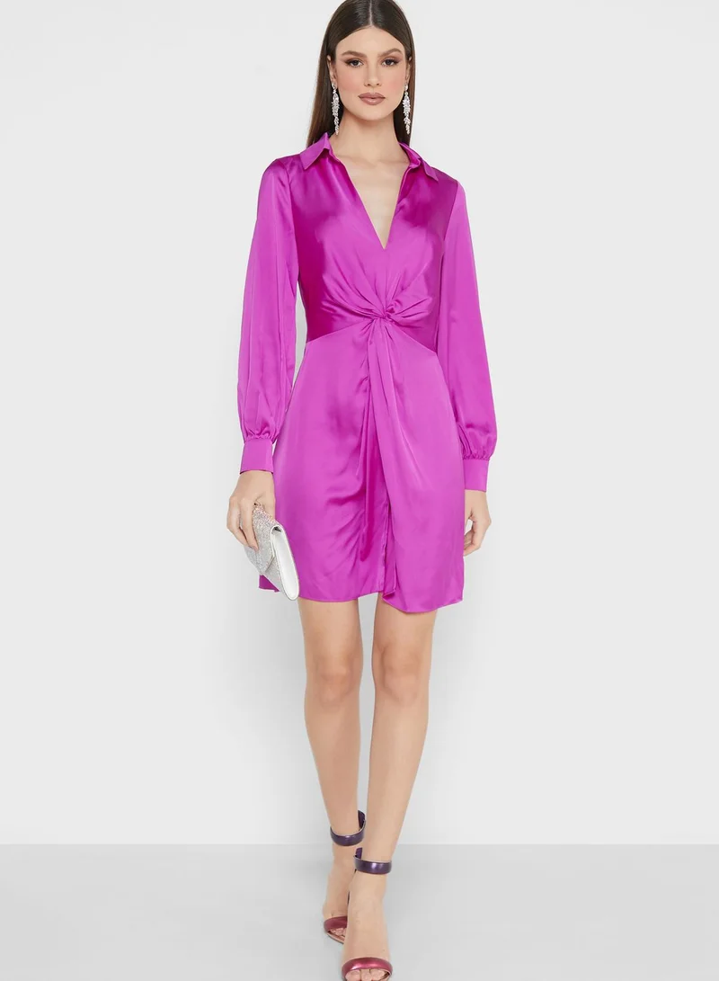 Chi-Chi London Plunge Neck Knot Detail Dress
