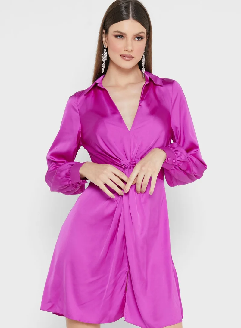 Chi-Chi London Plunge Neck Knot Detail Dress