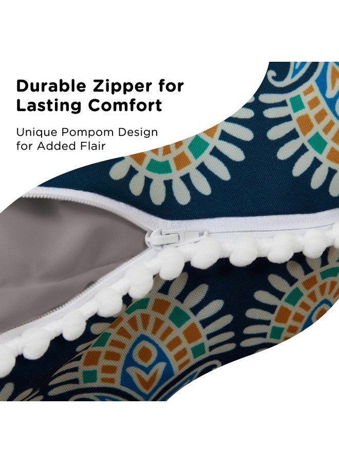 Codi Meditation Floor Pillow Set of 2, Round Large Pillows Seating for Adults, Bohemian Mandala Circle Cushions for Outdoor Fireplace Yoga Living Room, 32 Inch, Memory Foam Added, Green - Image 3