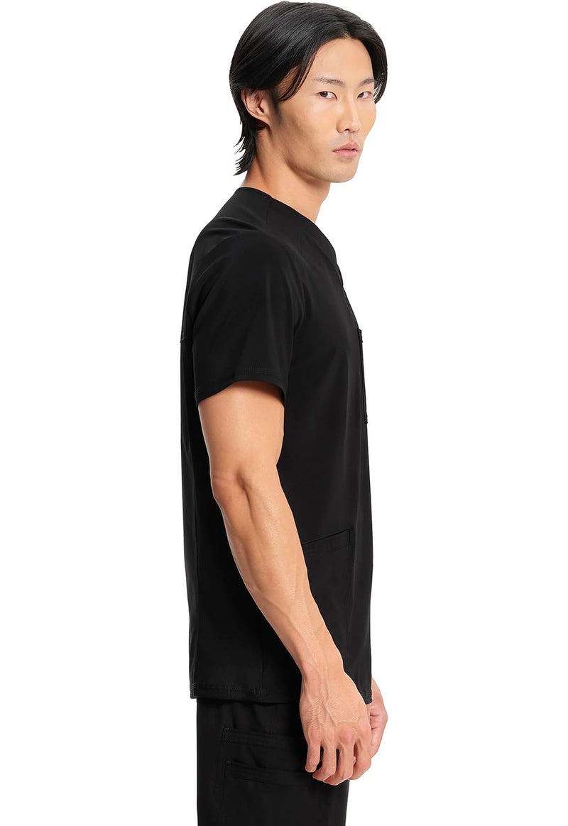 Infinity Cherokee V- Neck Men's Scrub Top with Rib Knit Back Panels with 3 Pockets and 360 Stretch CK900A, S, Black - Image 5