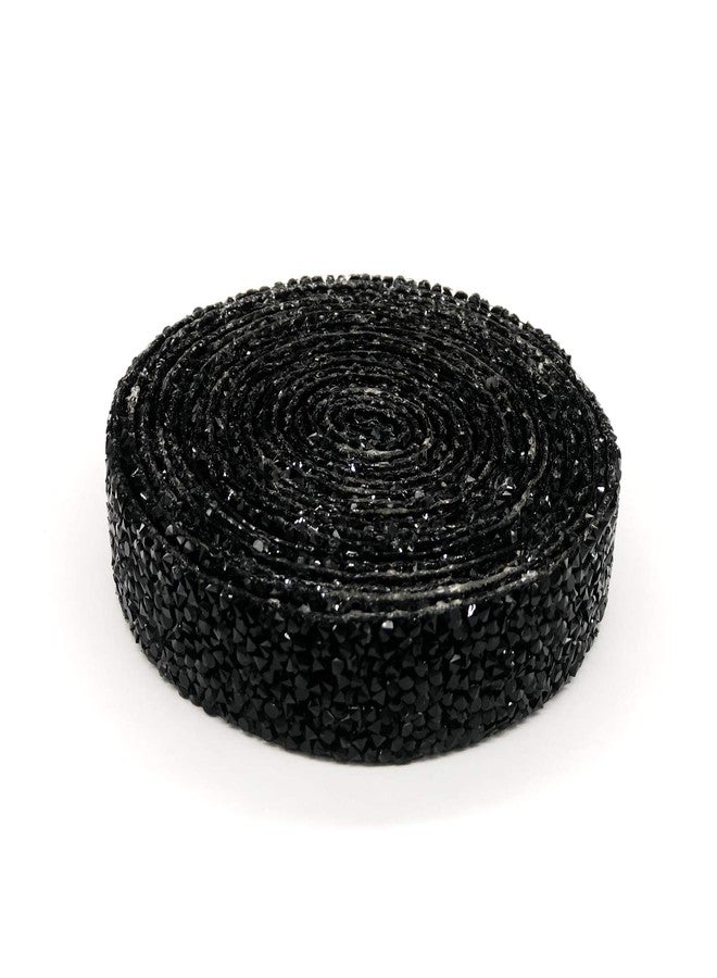 Dowarm Rhinestone Ribbon Roll, Bling Hotfix Rhinestones Mesh Wrap, Sewing Trim for Wedding Party Decoration (Black, 2CM / 0.79inch Width) - Image 2