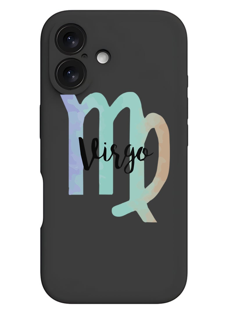 Theodor iPhone 16 Plus Black Protective Slim Fit Case Liquid Silicone Cover with Full Body Protection Anti-Scratch Shockproof Case For iPhone - Virgo-01 - Image 1