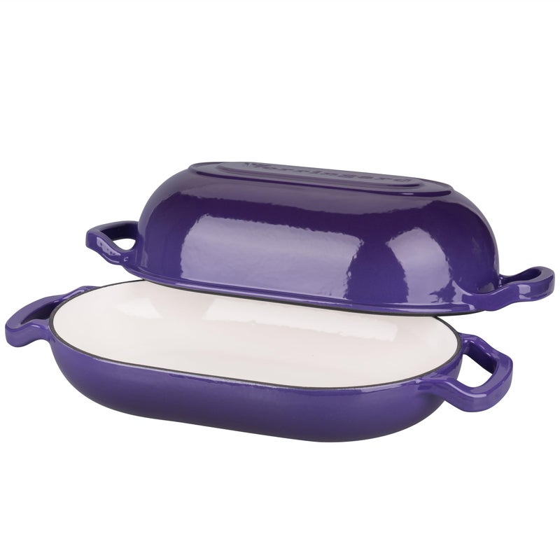 VORRINGARD Enameled Cast Iron Sourdough Bread Oven, Dutch Oven, Loaf Cast Iron Bread Pan for Homemade Bread Baking, Meatloaf Pan with Lid, 5QT, Purple - Image 5