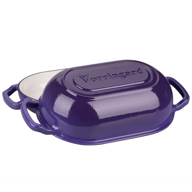 VORRINGARD Enameled Cast Iron Sourdough Bread Oven, Dutch Oven, Loaf Cast Iron Bread Pan for Homemade Bread Baking, Meatloaf Pan with Lid, 5QT, Purple - Image 4