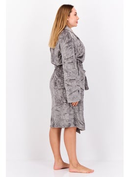 Marilyn Monroe Women Belted Embossed Bath Robe, Grey  - Image 4