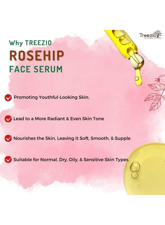 Treezio Rosehip Face Serum - For Radiant, Youthful-Looking Skin | No Sulphate No Paraben | For Men & Women Pack of 2 (30 ml Each) - Image 2
