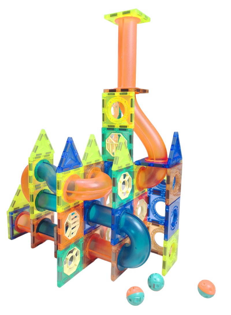98PCS Magnetic Building Blocks Set for Kids – STEM Educational DIY Marble Run Track Toy with Tubes, Slides  Strong Magnets – Creative Puzzle Construction Gift for Ages 3+ 🧲 - Image 4