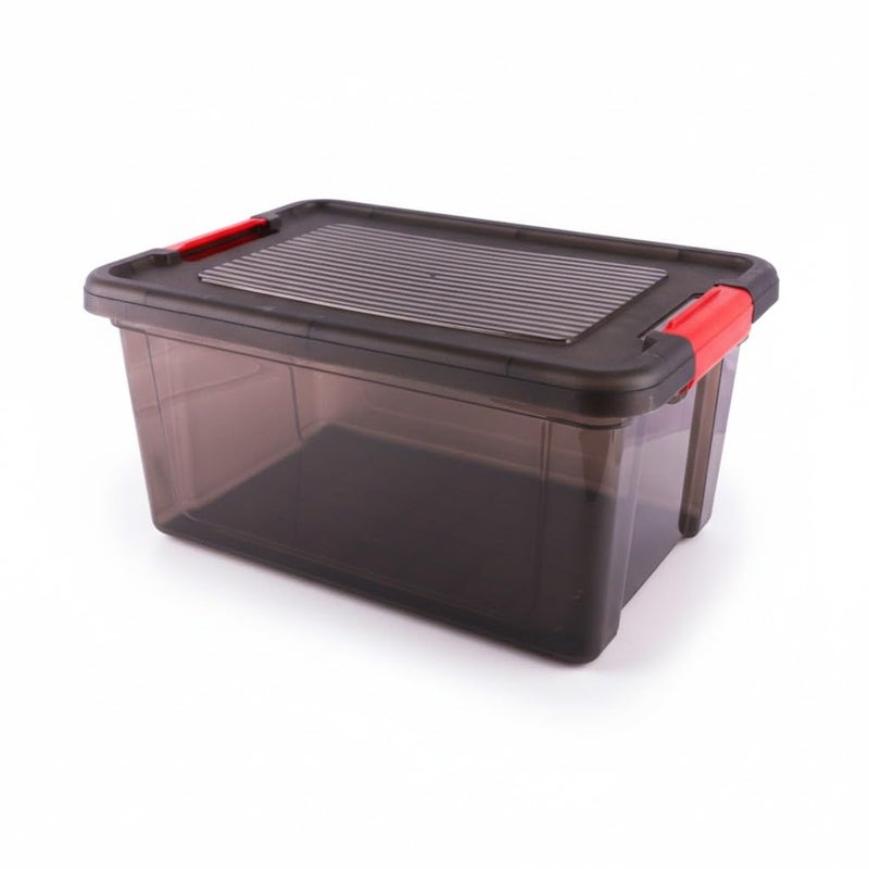 Clear Plastic Storage Box with Lid & Lock Handles, 16 Liters, Multi-Use, Stackable, BPA Free - Image 1