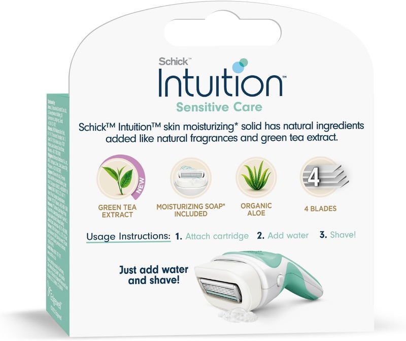 INTUITION Schick Sensitive Care Kit with Organic Aloe and Green Tea Extract - 4 Ultrathin Blades and Moisturizing Soap - Image 4