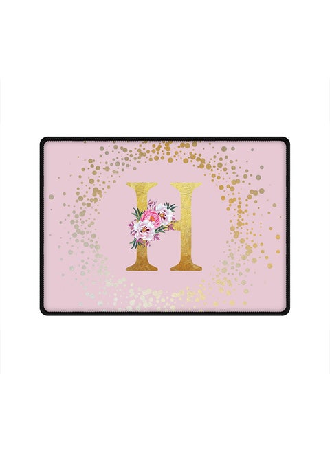 Designer Gaming Mouse Pad  Anti-Skid Mousepad Large Keyboard Mouse Pad Desk Mat Custom Monogram Initial Letter Floral Pattern Alphabet - H  (Pink)